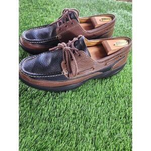 Dr. Comfort Patrick Shoes Mens Size 11 M Brown Black Leather Boat Lace Up Casual